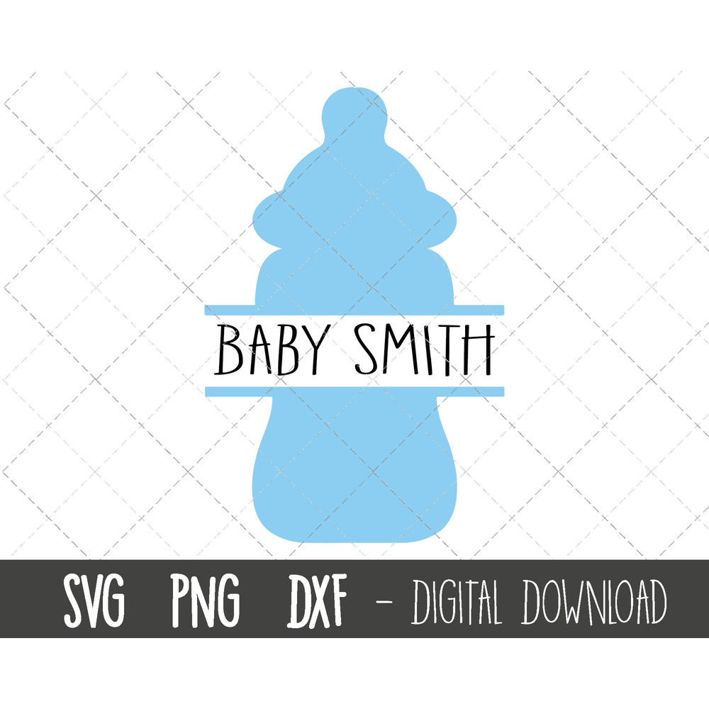 Baby bottle svg, baby svg, blue baby bottle name frame svg, baby shower svg, baby bottle svg png, dxf, baby cricut silhouette svg cut file.jpg