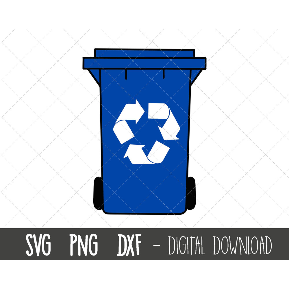 Blue wheelie bin svg, trash can svg, garbage can png, recycle bin svg, recycle bin outline, household waste cricut silhouette svg cut file.jpg