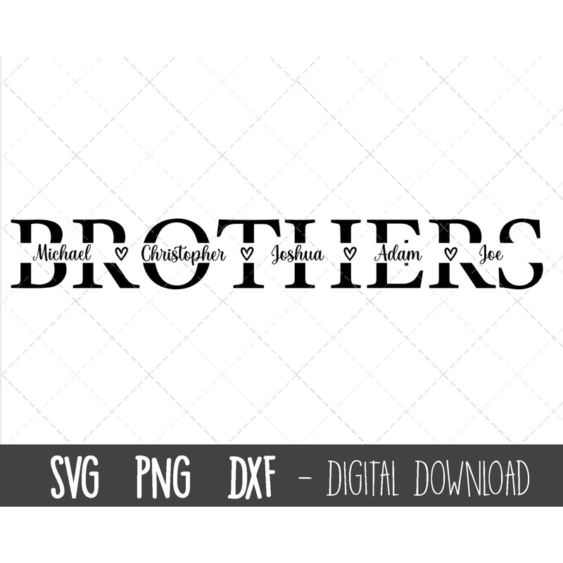 Brother SVG, Sibling svg, Brother split name frame svg, Brother cut file, Brother outline svg, brothers png, cricut silhouette svg cut file.jpg