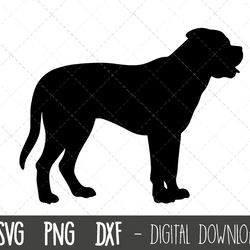 bullmastiff svg, dog svg, bullmastiff silhouette, bullmastiff outline png, bullmastiff clipart, dog pet png, dxf, cricut