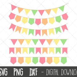 bunting banner svg, birthday bunting svg, bunting clip art, flag svg, banner svg, party bunting vector, bunting cut fil