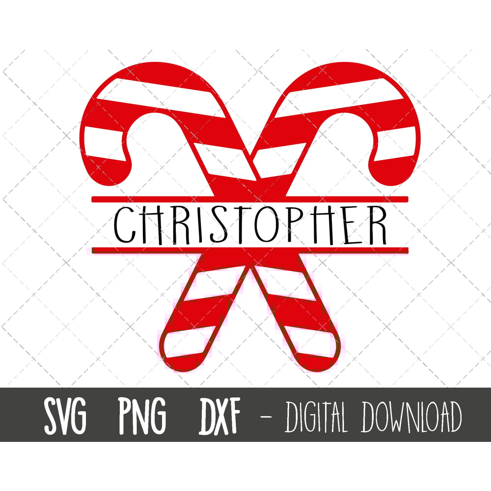 Candy cane SVG, christmas svg, split name frame SVG, christmas clipart, candy cane monogram clip art, svg files, cricut silhouette svg file 1.jpg