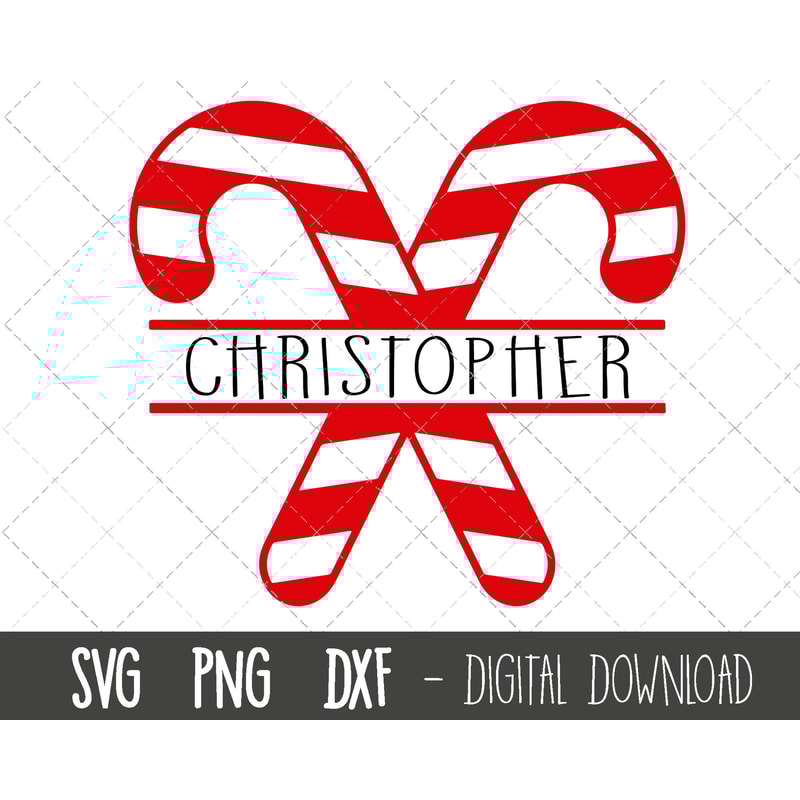 Candy cane SVG, christmas svg, split name frame SVG, christmas clipart, candy cane monogram clip art, svg files, cricut silhouette svg file 1.jpg