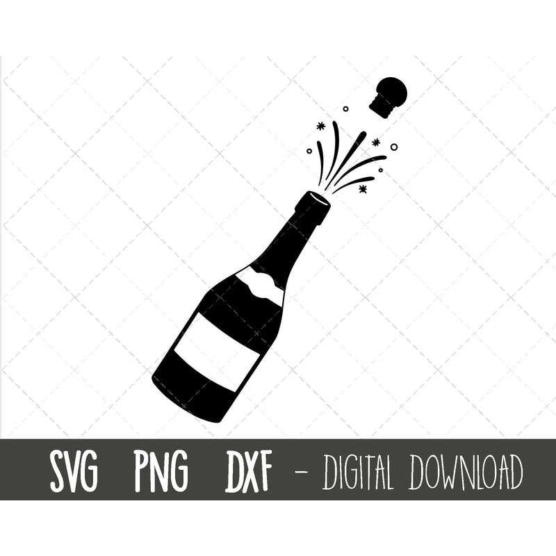 Champagne bottle SVG, champagne bottle pop svg, celebration svg, cork pop vector, wine svg, party png, bottle silhouette cricut cut files.jpg