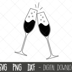 champagne glasses svg, wedding champagne glass svg, celebration svg, champagne vector, wine svg, party png, silhouette c