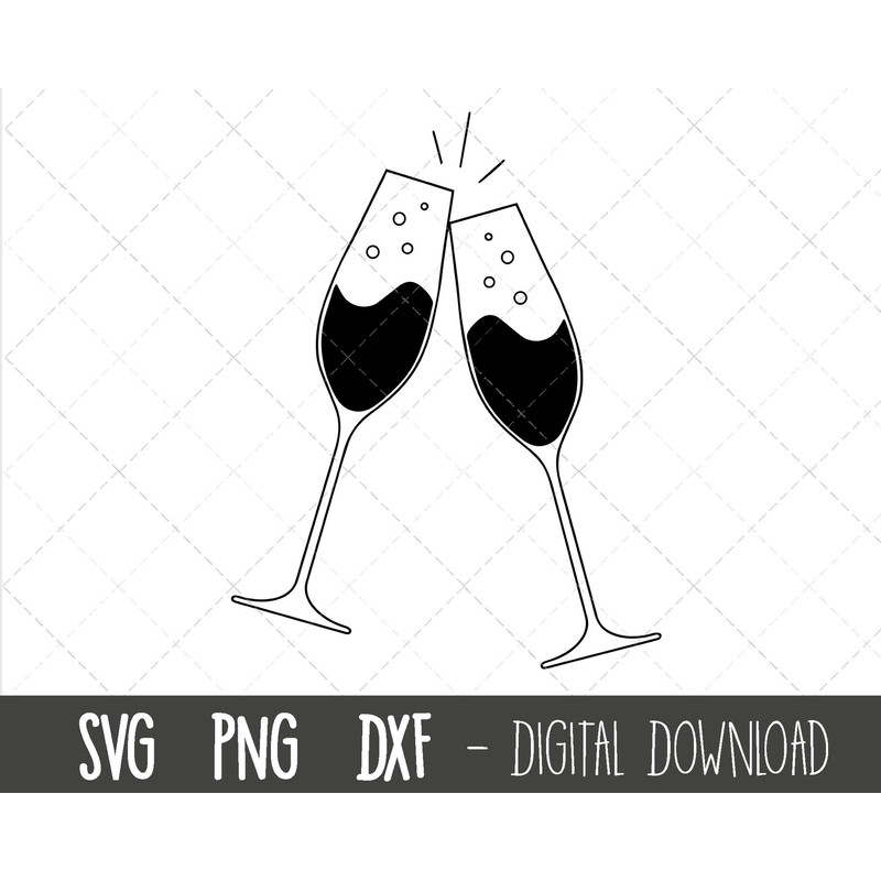 Champagne glasses SVG, wedding champagne glass svg, celebration svg, champagne vector, wine svg, party png, silhouette cricut svg cut files.jpg