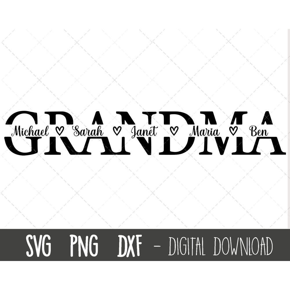 Custom Grandma SVG, Grandmother svg, grandma split name frame svg, granny svg, grandma svg, Mother's Day SVG, cricut silhouette svg cut file.jpg