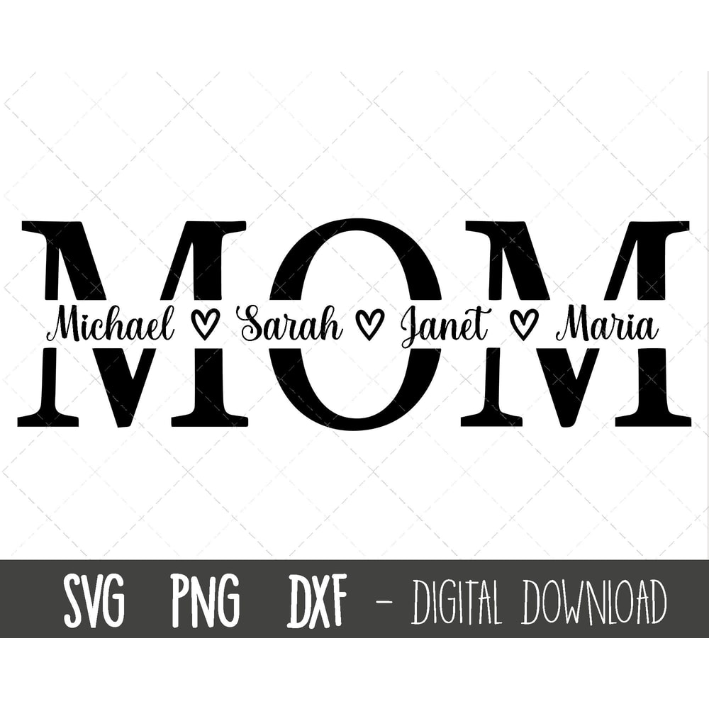 Custom Mom SVG, Mother svg, Mother's Day SVG, mom split name frame svg, mum svg, mom cut file, mom png, cricut silhouette svg cut file.jpg