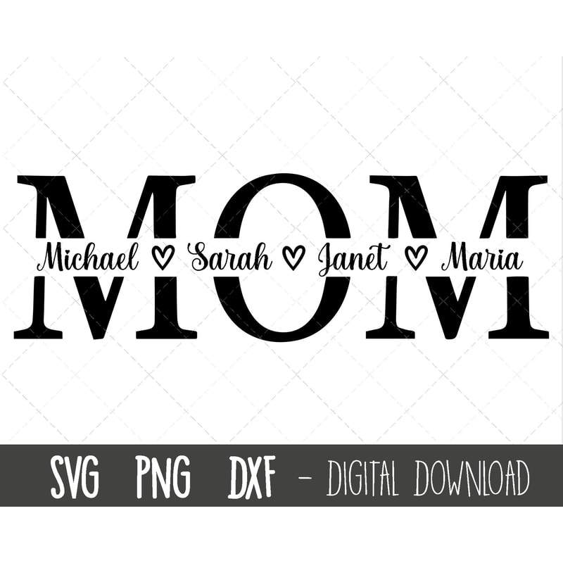 Custom Mom SVG, Mother svg, Mother's Day SVG, mom split name frame svg, mum svg, mom cut file, mom png, cricut silhouette svg cut file.jpg