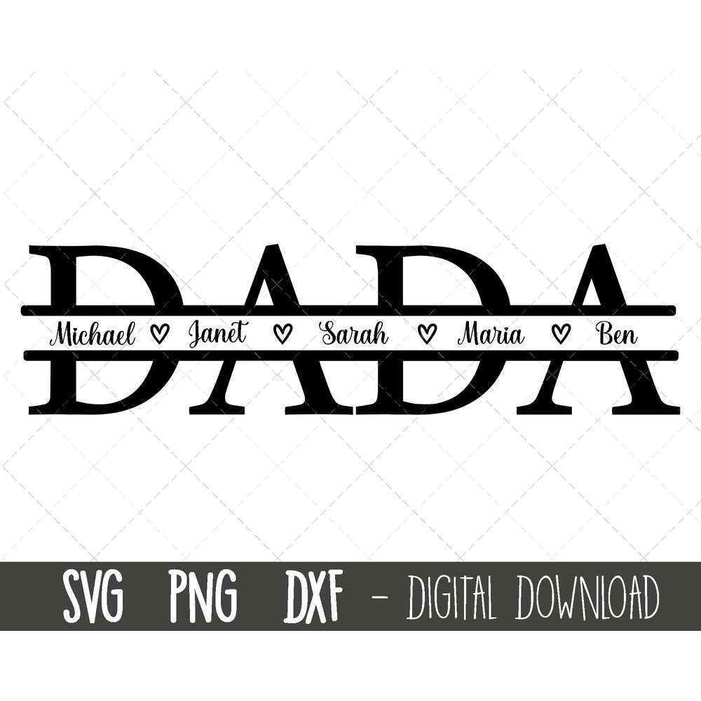 Dada SVG, Father svg, Father's Day SVG, dada split name frame svg, dada png, dad cut file, dad outline, dad cricut silhouette svg cut file.jpg