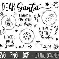 dear santa tray svg, santa tray svg, santa cookie tray svg, christmas svg clipart, milk cookie carrot tray png, cricut s