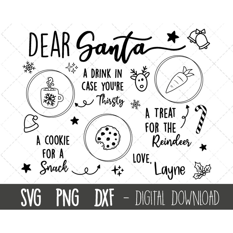 Dear Santa tray svg, Santa tray svg, Santa Cookie Tray svg, Christmas svg clipart, milk cookie carrot tray png, cricut silhouette cut file 1.jpg