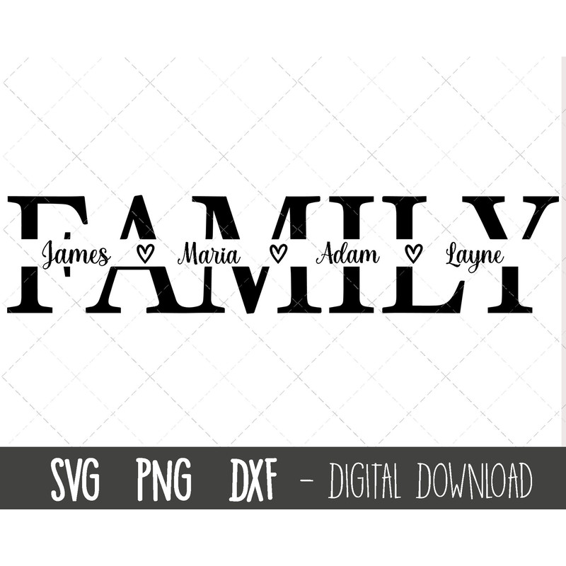 Family SVG, Family split name frame svg, family clipart, Custom family svg cut file, family png, family cricut silhouette svg cut file.jpg