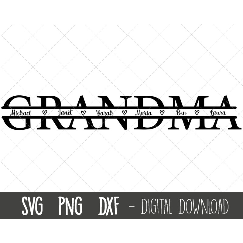 Grandma SVG, Grandmother svg, grandma split name frame svg, granny svg, grandma cut file, Mother's Day SVG, cricut silhouette svg cut file 2.jpg