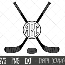 hockey svg, american sports svg, hockey monogram svg, puck svg, hockey puck clipart, hockey stick puck cricut silhouette