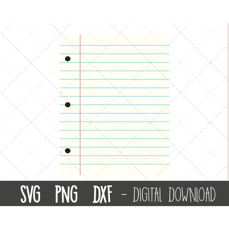 Lined notebook paper SVG, school paper svg, school clip art, copybook paper png, school notebook page, cricut silhouette svg cutting file.jpg