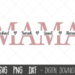mama svg, mother svg, mothers day svg, mom split name frame svg, mama cut file, mom outline, mom png, cricut silhouette