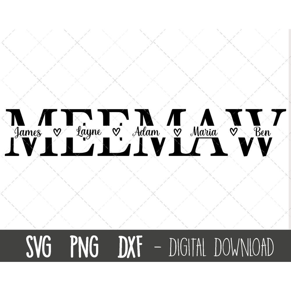 Meemaw SVG, Grandma svg, meemaw split name frame cut file, meemaw clipart svg, meemaw png, Mother's Day SVG, cricut silhouette svg cut file 1.jpg