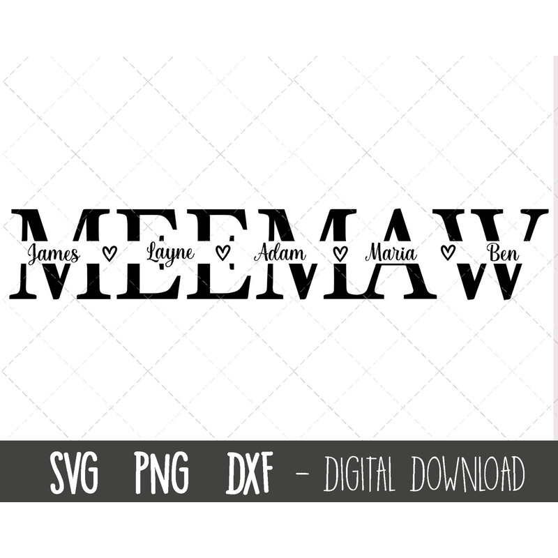 Meemaw SVG, Grandma svg, meemaw split name frame cut file, meemaw clipart svg, meemaw png, Mother's Day SVG, cricut silhouette svg cut file 1.jpg