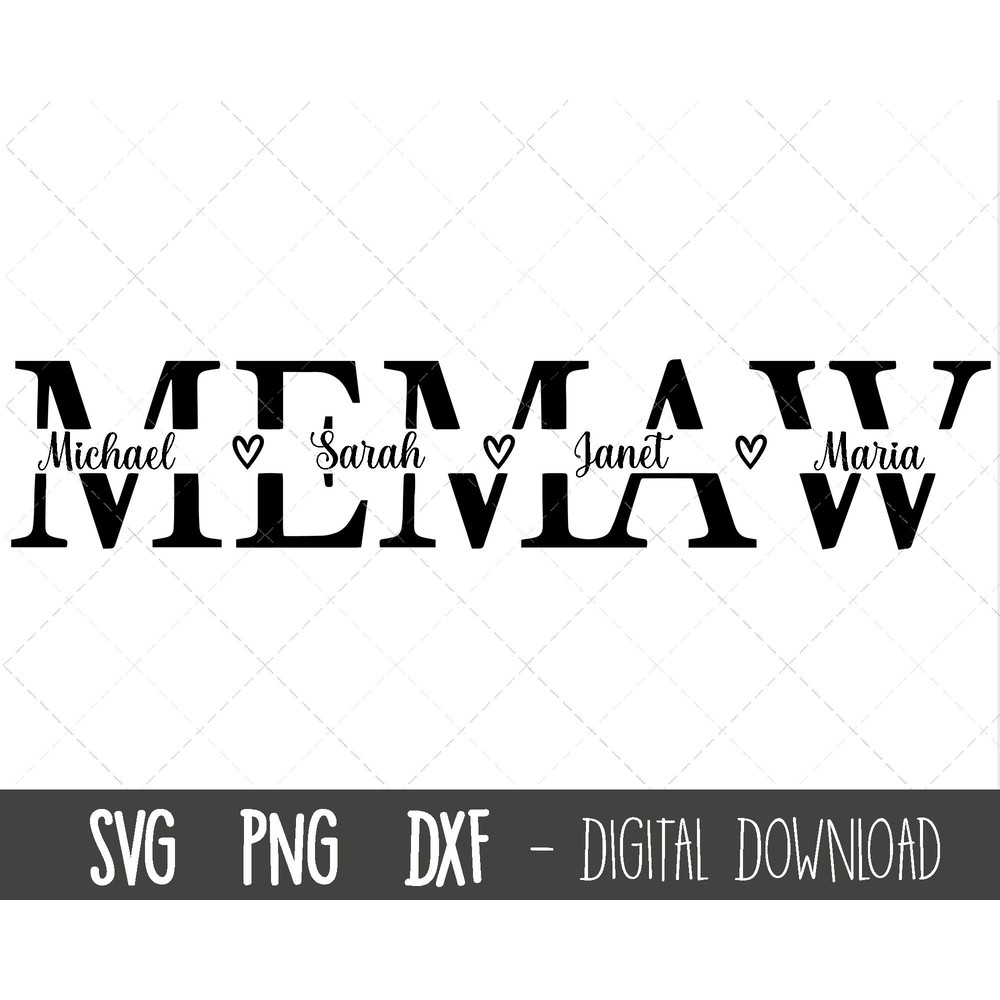 Memaw SVG, Grandma svg, memaw split name frame cut file, memaw clipart svg, memaw png, Mother's Day SVG, cricut silhouette svg cut file 1.jpg