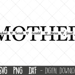 mother svg, mom svg, mothers day svg, mom split name frame svg, mum svg, mom cut file, mom outline, mom png, cricut silh