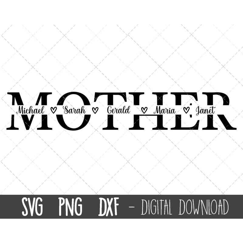 Mother SVG, Mom svg, Mother's Day SVG, mom split name frame svg, mum svg, mom cut file, mom outline, mom png, cricut silhouette svg cut file.jpg