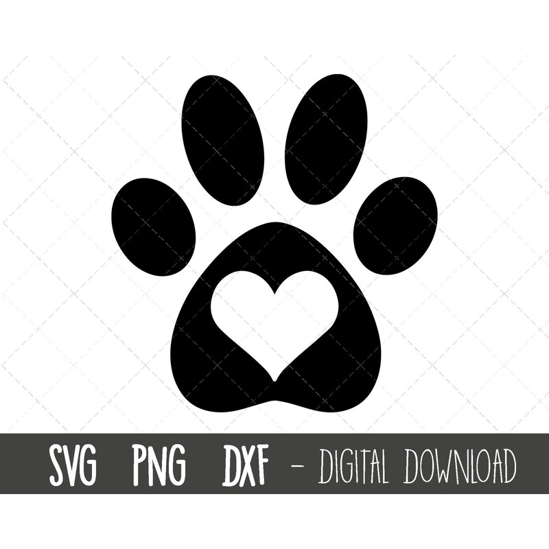 Paw Print heart SVG, paw print heart monogram svg, Paw Svg, Paw print Svg, paw print clipart svg, png, dxf, cricut silhouette svg cut file.jpg