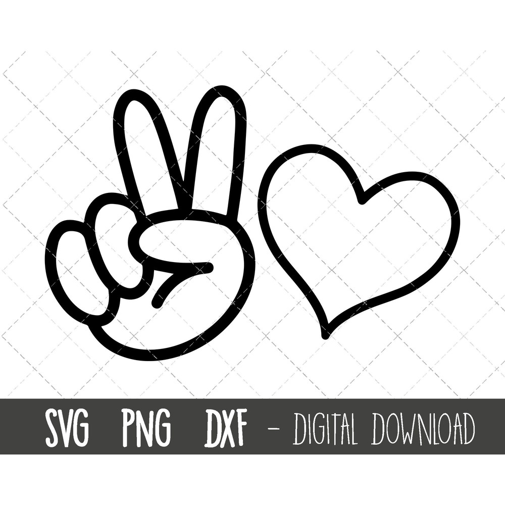 Peace and Love SVG, Peace sign Svg, heart Svg, peace and love clipart svg, peace hand png, dxf, peace love cricut silhouette svg cut file.jpg