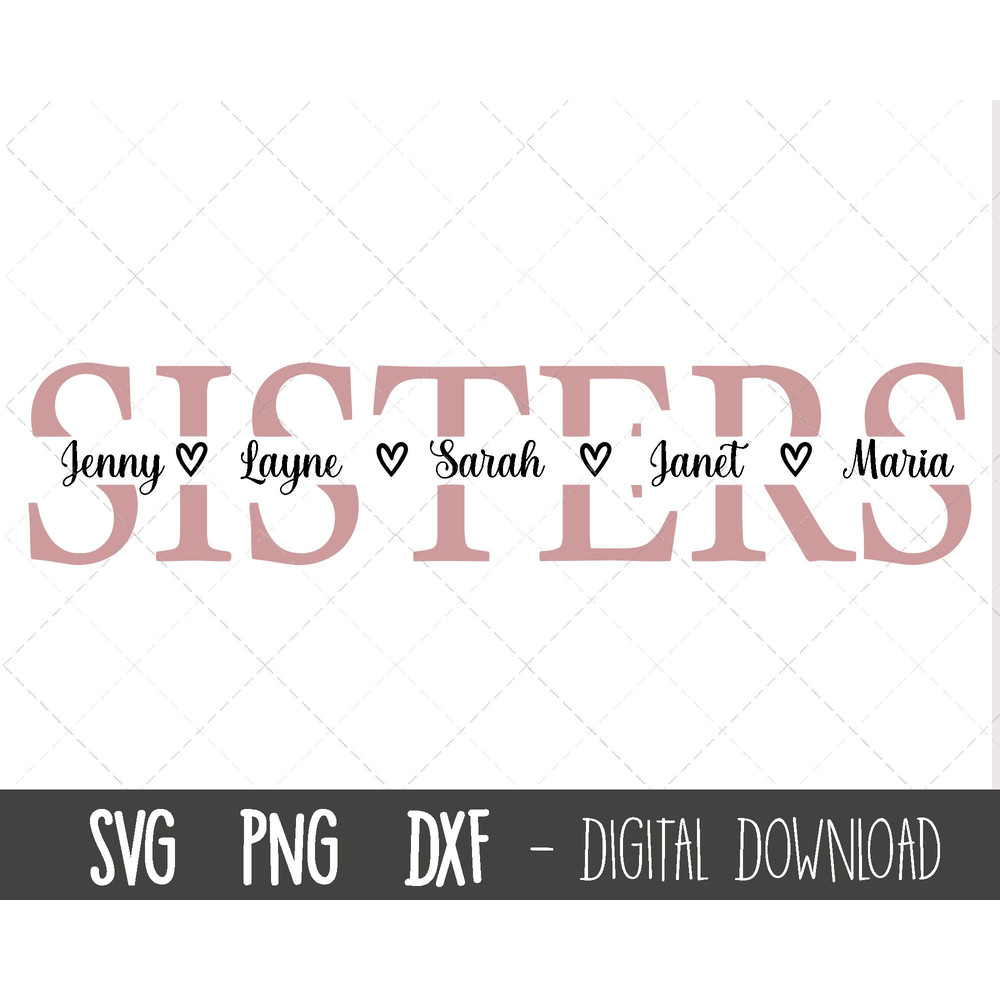 Sister SVG, Sibling svg, Sister split name frame svg, Sister cut file, Sister outline svg, sister png dxf, cricut silhouette svg cut file 1.jpg