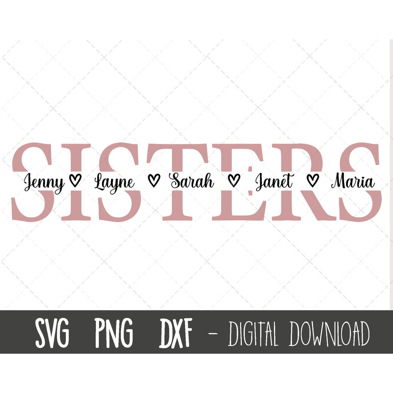 Sister SVG, Sibling svg, Sister split name frame svg, Sister cut file, Sister outline svg, sister png dxf, cricut silhouette svg cut file 1.jpg