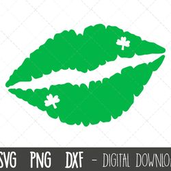 st patricks day svg, st patricks day lips svg, shamrock svg, lips svg, pursed lips svg, irish shamrock, kiss cricut silh