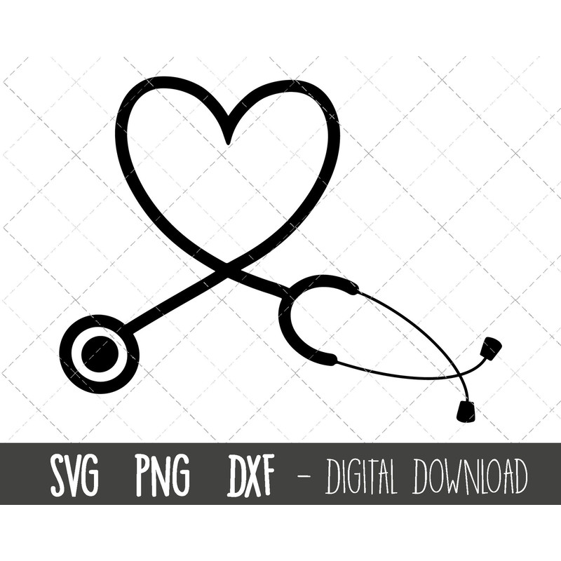 Stethoscope svg, heart stethoscope svg, nursing clipart, stethoscope cut file, heart svg, stethoscope cricut silhouette svg cutting file.jpg