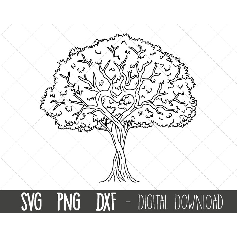Tree SVG, tree heart svg, tree silhouette, tree roots svg, family tree clipart, tree cut file, tree outline, tree cricut silhouette cut file.jpg