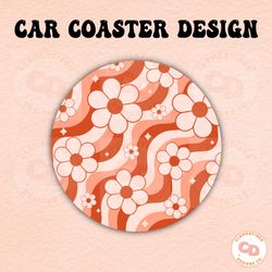 retro flower car coaster png design,sublimation design,car coaster sublimation,coaster designs,trendy png,sublimation pn
