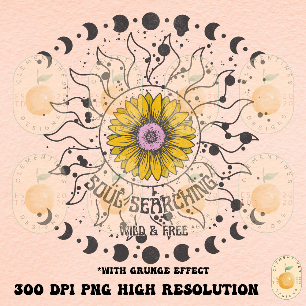 Soul Searching PNG- Sublimation Design Download-Boho png,Hippie png,Retro png,Celestial png,Retro Sublimations,Sunflower designs,Vintage.jpg