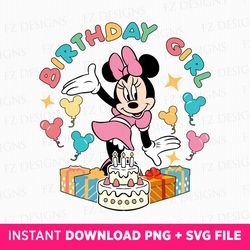 birthday girl svg, family birthday party svg, birthday mouse svg, happy birthday svg, balloons and cake, birthday gift s