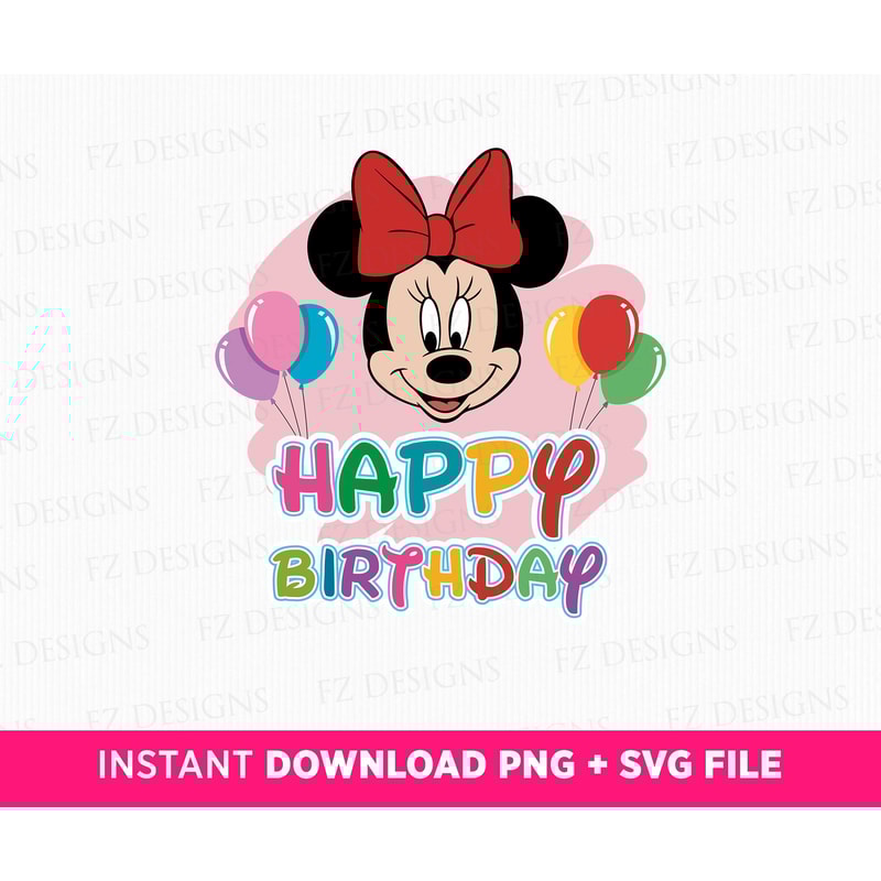 Birthday Girl Svg, Happy Birthday Svg, Family Birthday Svg, Miss Mouse Birthday Svg, Ballons Svg, Png Svg Files For Print, Instant Download.jpg