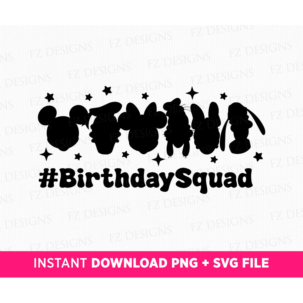 Birthday Squad Svg, Mouse and Friends Silhouettes Svg, Family Trip Svg, Family Birthday Svg, Birthday Svg, Vacay Mode, Png Svg Files.jpg