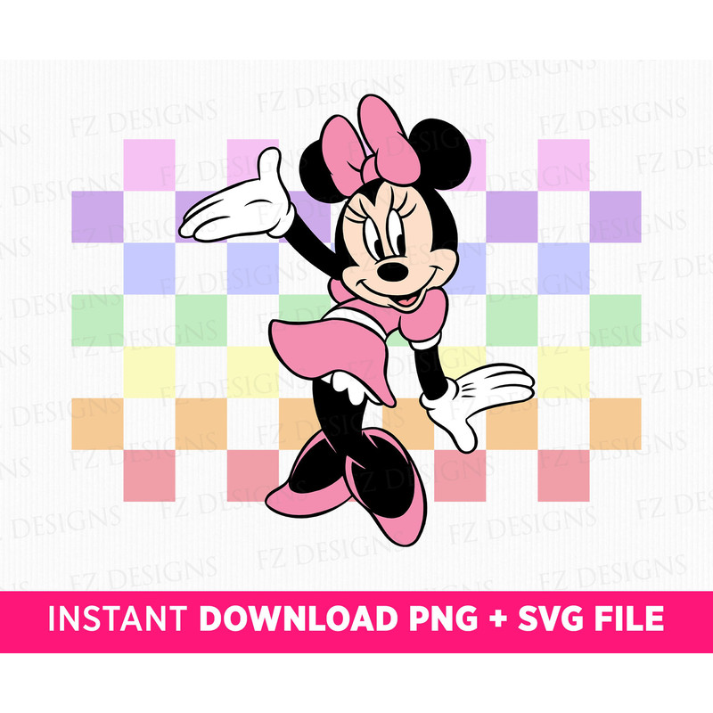 Checkered Miss Mouse Svg, Retro Miss Mouse Svg, Family Vacation Svg, Family Trip 2023 Svg, Magical Kingdom Svg, Png File For Sublimation.jpg