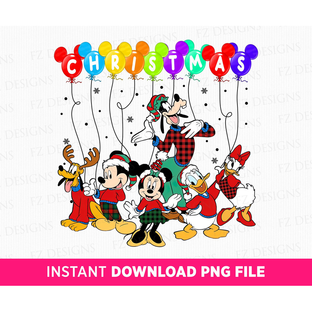 Christmas Balloons Png, Christmas Mouse and Friends Png, Merry Christmas Png, Holiday Season Png, Xmax Png, Png File For Sublimation.jpg
