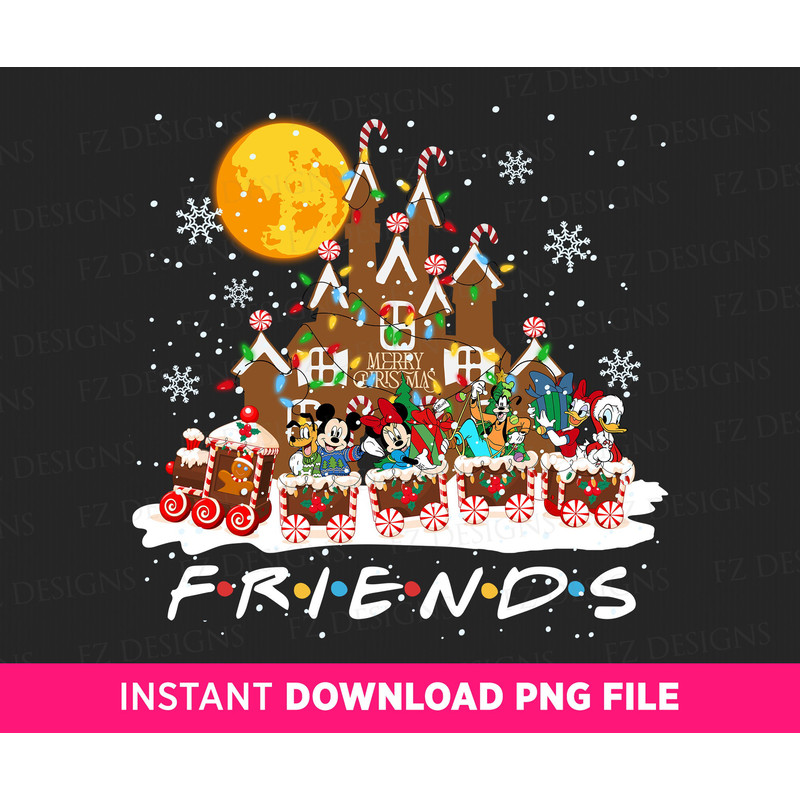 Christmas Friends Png, Merry Christmas Png, Mouse and Friends Png, Christmas Train Png, Lights and Gifts Png, Png File For Sublimation.jpg