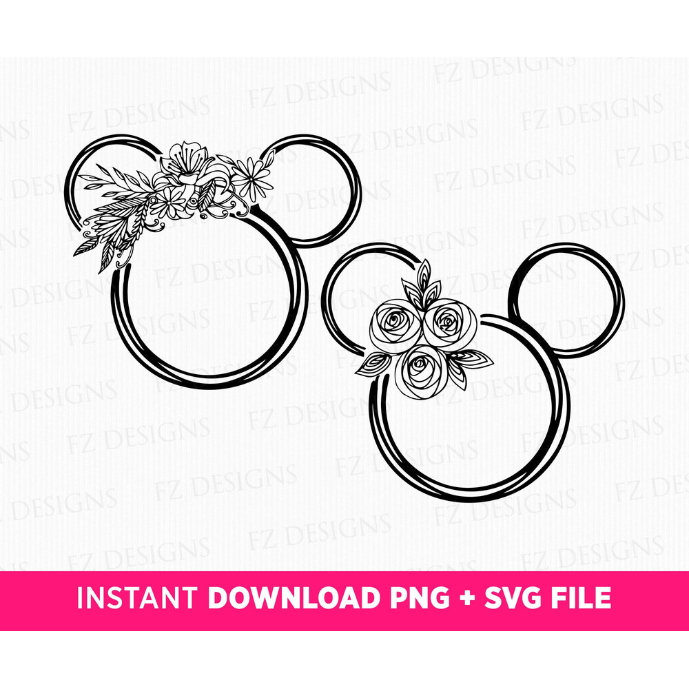 Floral Mouse Head Svg, Family Vacation Svg, Mouse Head Outline Svg, Family Trip Svg, Magical Kingdom, Vacay Mode, Png Svg Files For Print.jpg
