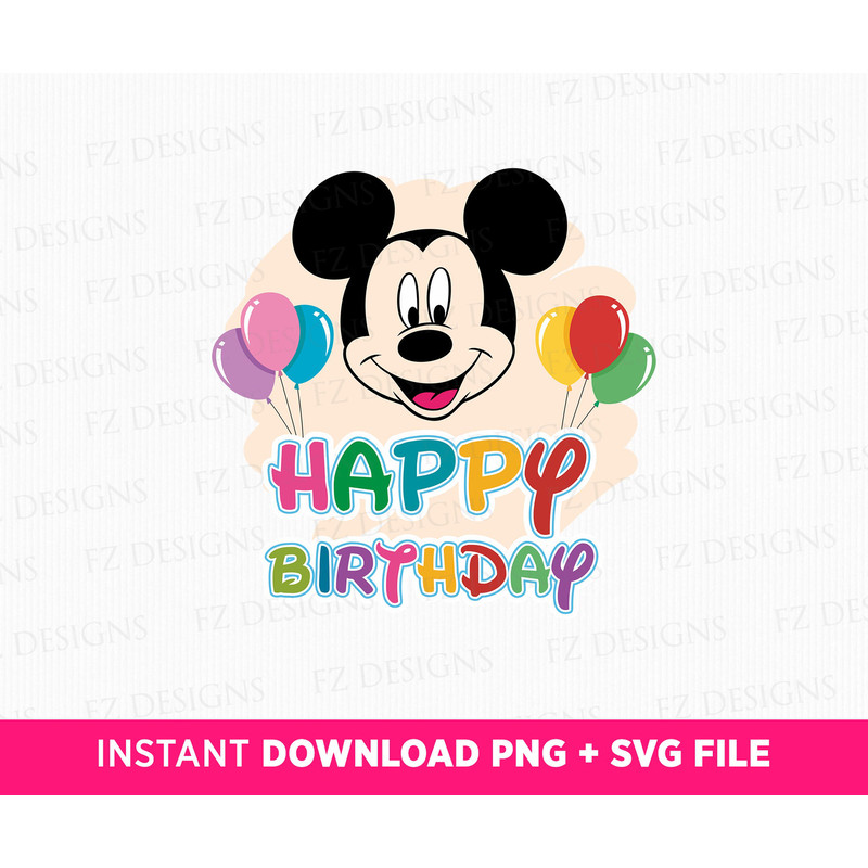Happy Birthday Svg, Birthday Boy Svg, Family Birthday Svg, Happy Mouse Birthday Svg, Ballons Svg, Png Svg Files For Print, Instant Download.jpg