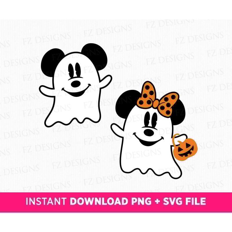 Happy Halloween Svg, Ghost Mouse Couple Svg, Mouse and Friend Svg, Trick or Treat, Boo Svg, Cute Ghosts Svg, Png Svg Files For Print.jpg