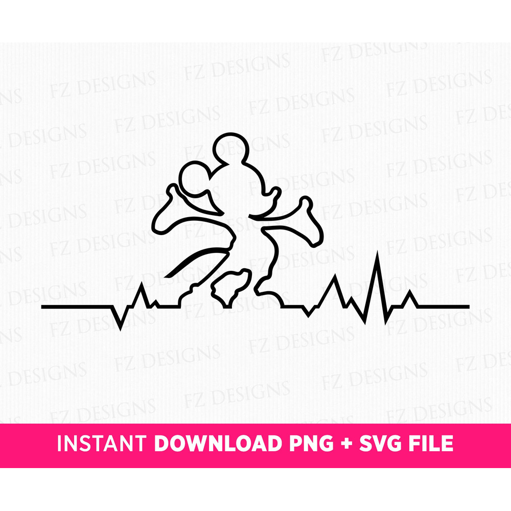 Heartbeat Mouse Svg, Lifeline Mouse Svg, Mouse Silhouette Svg, Family Trip Svg, Vacay Mode, Magical Kingdom, Svg File For Cricut Cut.jpg