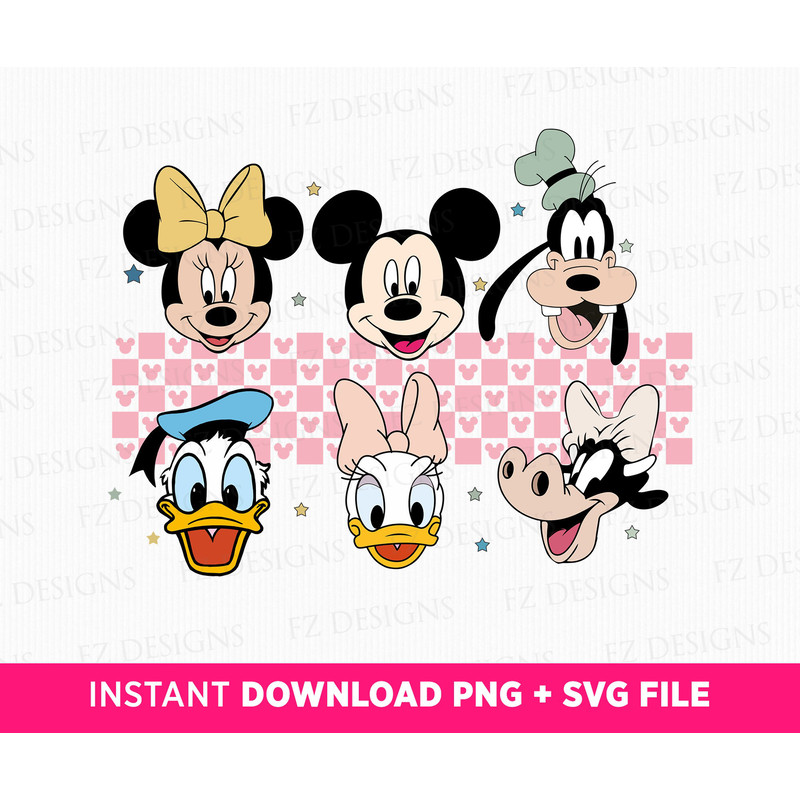 Mouse and Friends Svg, Family Trip Svg, Checkered Background Friends Svg, Family Vacation Svg, Vacay Mode, Png Svg Files For Print.jpg