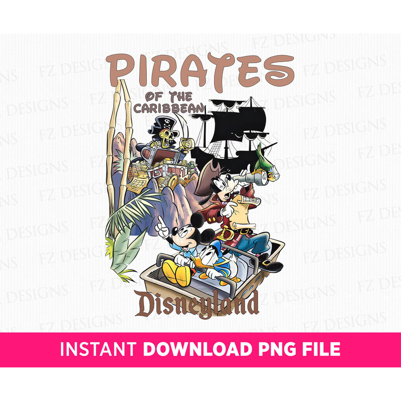 Pirates Of The Caribbean Png, Family Vacation Png, Retro Pirates Mouse and Friends Png, Treasure Hunters Png, Png File For Sublimation.jpg