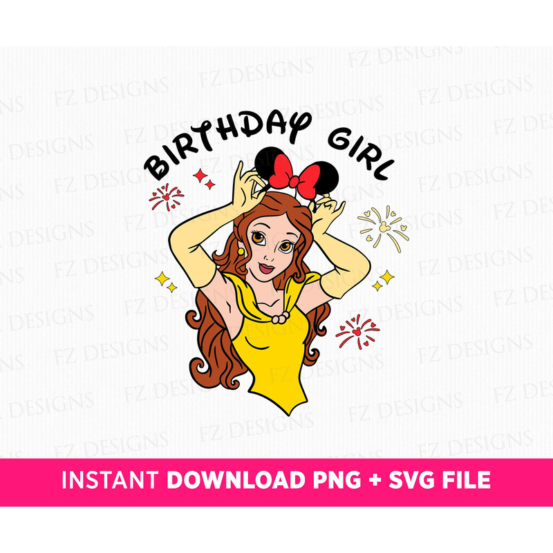 Princess Birthday Girl Svg, Family Birthday Girl Svg, Mouse Ear Princess Svg, Happy Birthday Svg, Princess Svg, Png Svg Files For Print.jpg