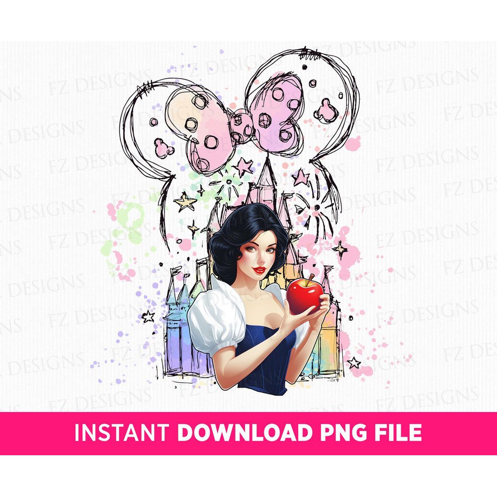 Princess Png, Mouse Ear Castle Png, Watercolor Castle Clipart Png, Magical Kingdom Png, Sublimation Design Png, Instant Download.jpg