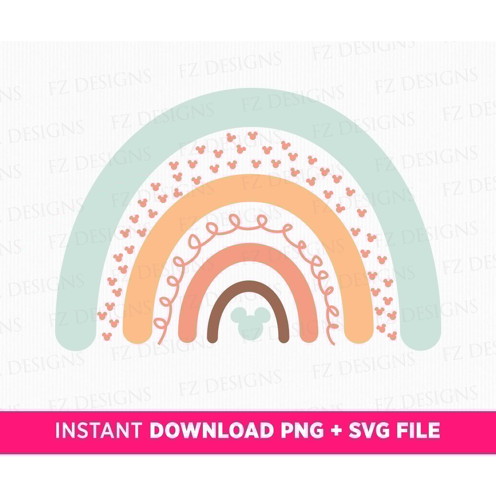 Rainbow Mouse Svg, Boho Rainbow Svg, Pastel Colors Mouse Ears Ranibow, Cute Rainbow Svg, Svg File For Cricut, Printable Png File.jpg
